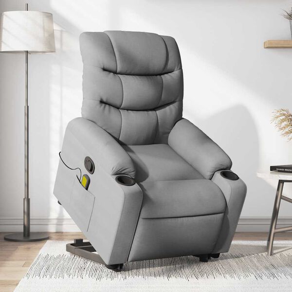 vidaXL Fauteuil inclinable de massage gris clair tissu