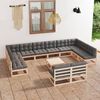 vidaXL Salon de jardin 13 pcs avec coussins Bois de pin massif