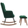 vidaXL Chaise &agrave; bascule avec repose-pied Vert fonc&eacute; Velours