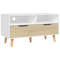 vidaXL Meuble TV blanc et chêne sonoma 90x40x48,5 cm bois d'ingénierie