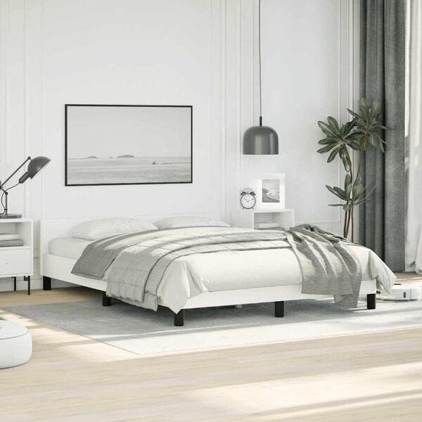 vidaXL Cadre de lit sans matelas blanc queen similicuir