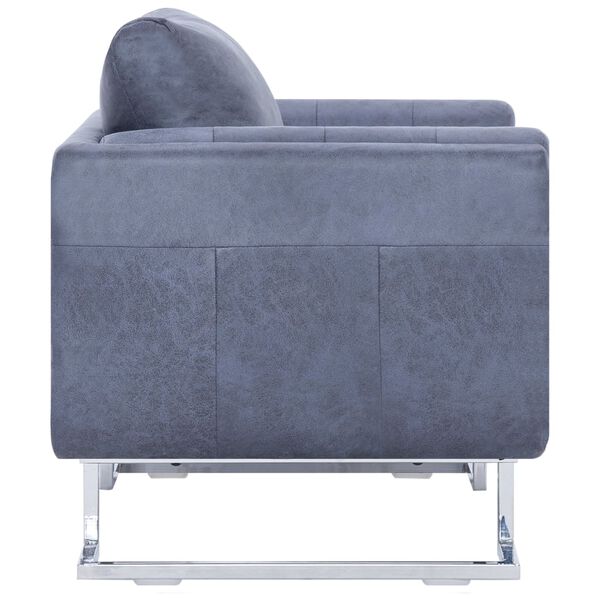 vidaXL Fauteuil cabriolet gris similicuir daim