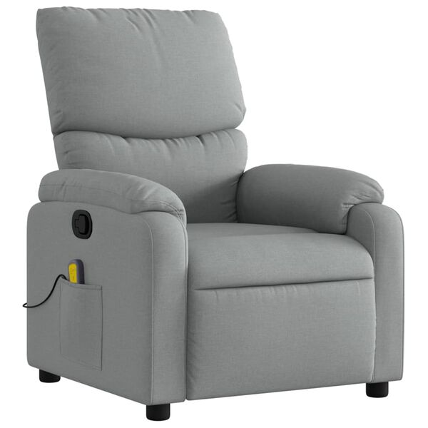 vidaXL Fauteuil de massage inclinable gris clair tissu