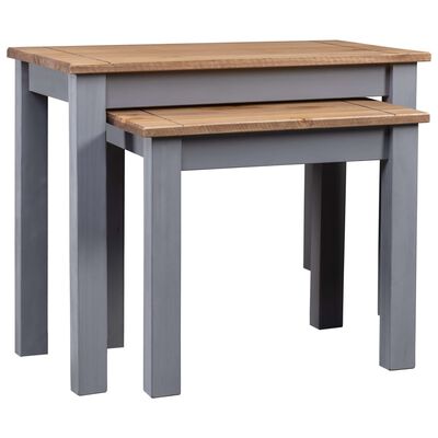 vidaXL Tables gigognes 2pcs Gris Bois de pin massif Assortiment Panama