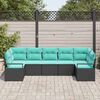 vidaXL Ensemble de canapé de jardin 7 pcs Noir Poly rotin