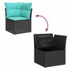 vidaXL Ensemble de canapé de jardin 7 pcs Noir et turquoise polyrotin