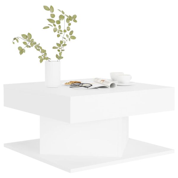vidaXL Table basse Blanc 57x57x30 cm Bois d'ing&eacute;nierie