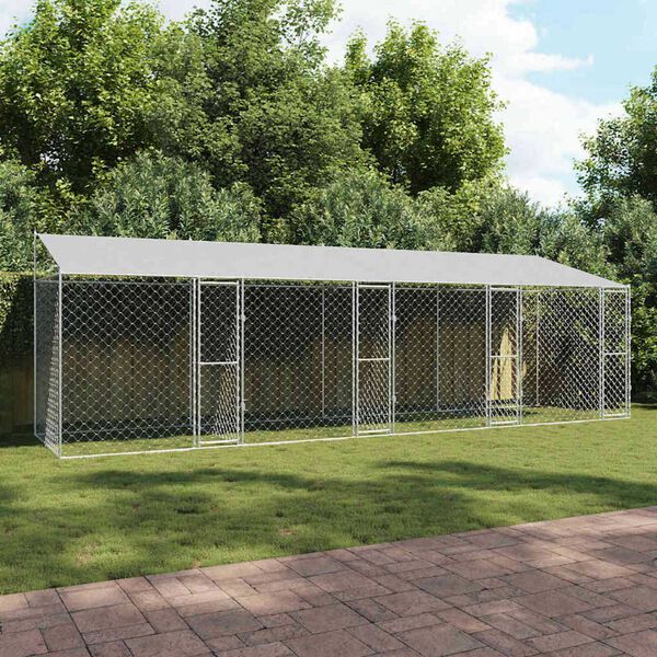 vidaXL Cage pour chien Argent 800 x 200 x 256 cm Acier galvanisé