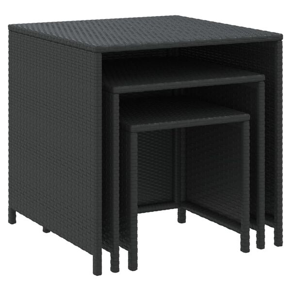 vidaXL Tables gigognes 3 pcs noir résine tressée