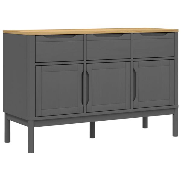 vidaXL Buffet FLORO gris 114x43x74 cm bois massif de pin