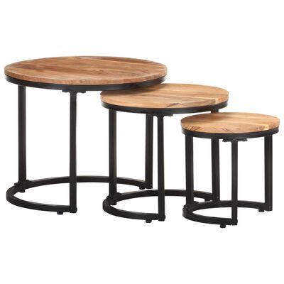 vidaXL Tables d'appoint 3 pcs Bois d'acacia solide