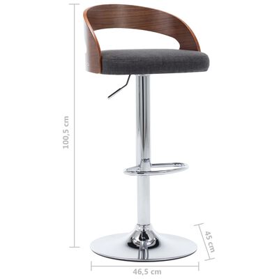 vidaXL Tabourets de bar lot de 2 gris foncé tissu et bois courbé