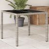 vidaXL Table de jardin avec dessus en verre gris clair r&eacute;sine tress&eacute;e
