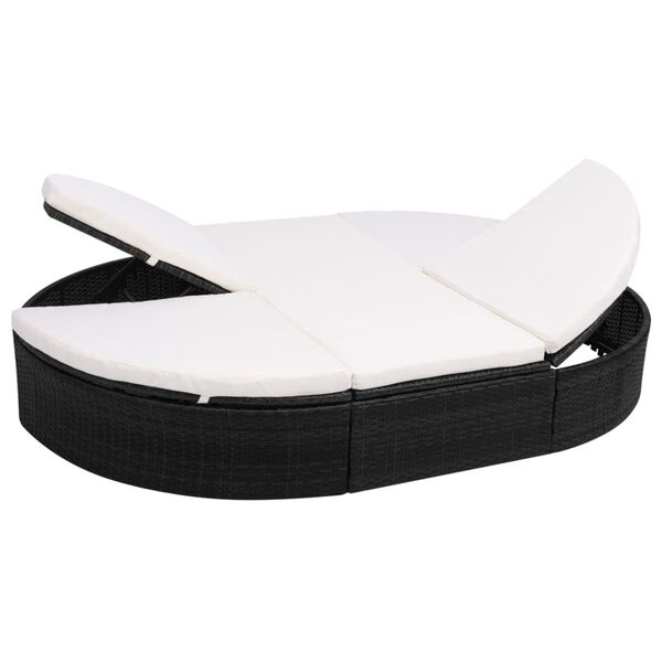 vidaXL Lit de repos d'ext&eacute;rieur avec coussin R&eacute;sine tress&eacute;e Noir