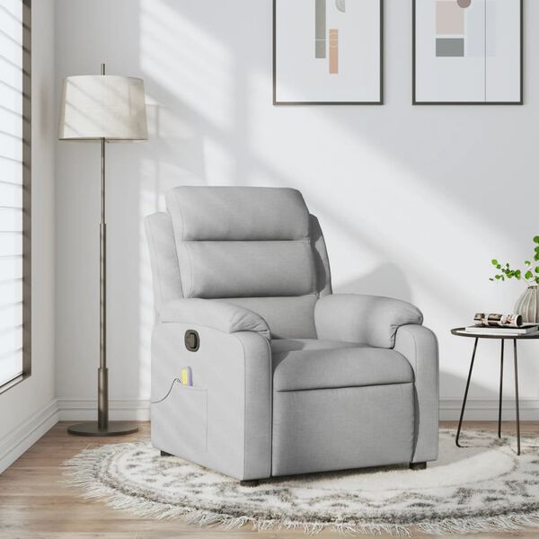 vidaXL Fauteuil de massage inclinable gris clair tissu