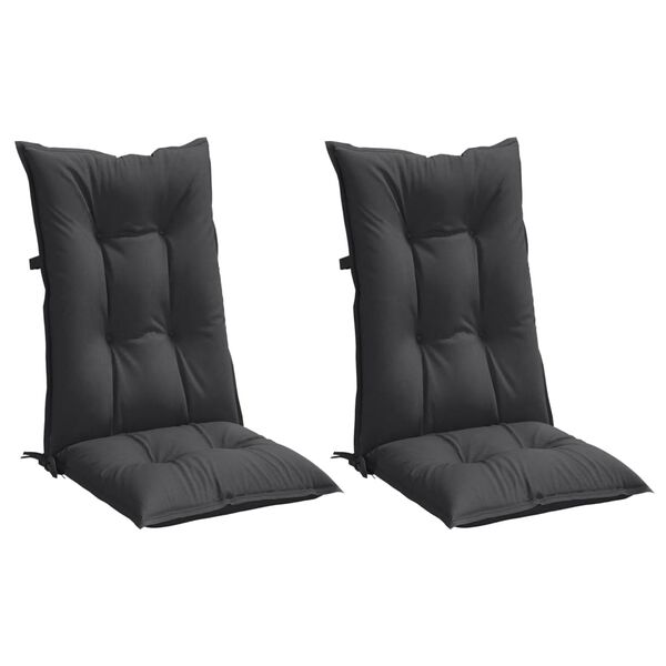 vidaXL Coussins de chaise &agrave; dossier haut lot de 2 anthracite m&eacute;lang&eacute;