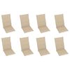 vidaXL Chaises inclinables de jardin et coussins lot de 8 Teck solide