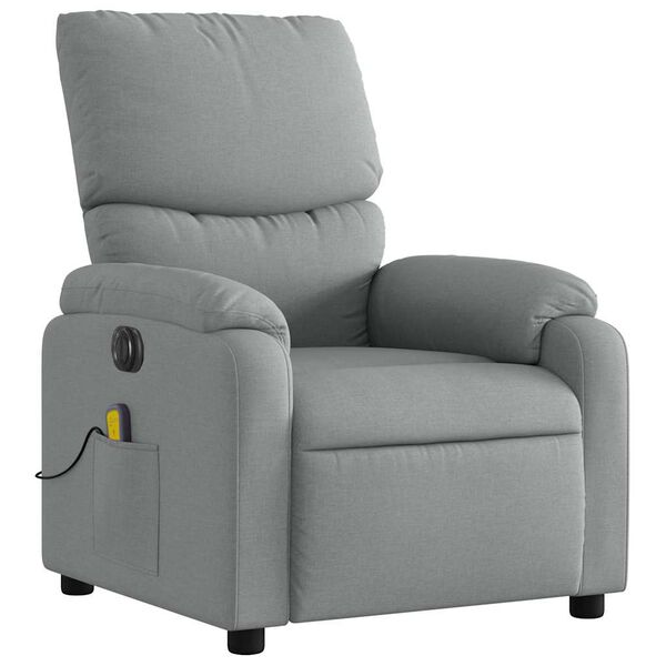 vidaXL Fauteuil inclinable de massage &eacute;lectrique gris clair tissu