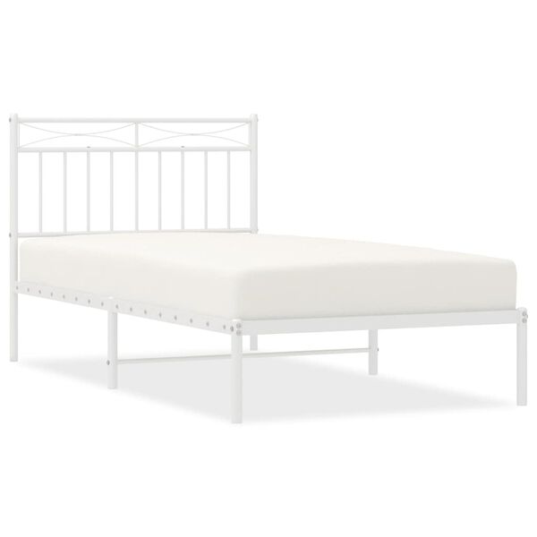 vidaXL Cadre de lit métal sans matelas et tête de lit blanc 100x190 cm