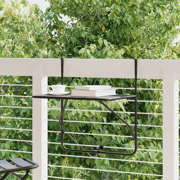vidaXL Table de balcon Noir 60x40 cm Acier