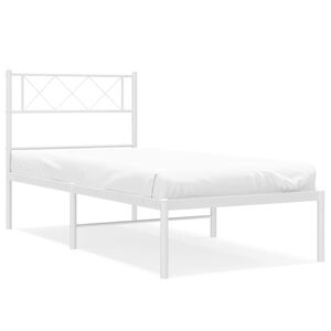 vidaXL Cadre de lit m&eacute;tal sans matelas et t&ecirc;te de lit blanc 100x200 cm