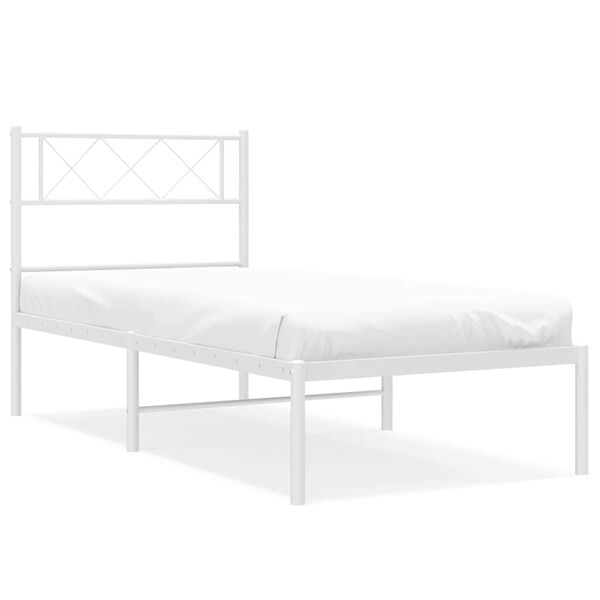 vidaXL Cadre de lit m&eacute;tal sans matelas et t&ecirc;te de lit blanc 100x200 cm