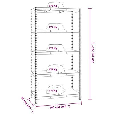 vidaXL Étagère de rangement 5 niveaux Anthracite Acier bois ingénierie