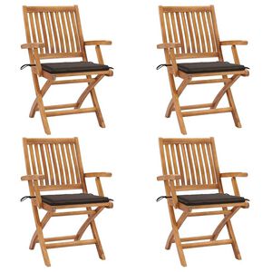 vidaXL Chaises pliables de jardin avec coussins lot de 4 Teck solide