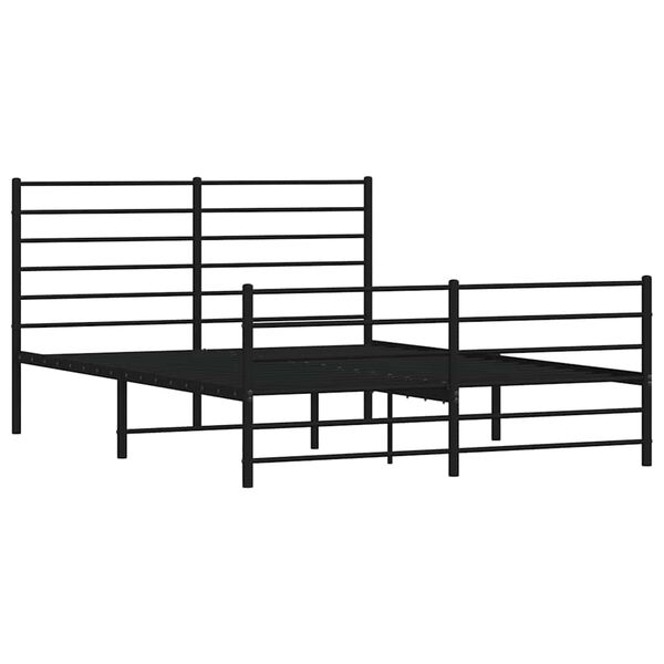 vidaXL Cadre de lit m&eacute;tal sans matelas avec pied de lit noir 150x200cm