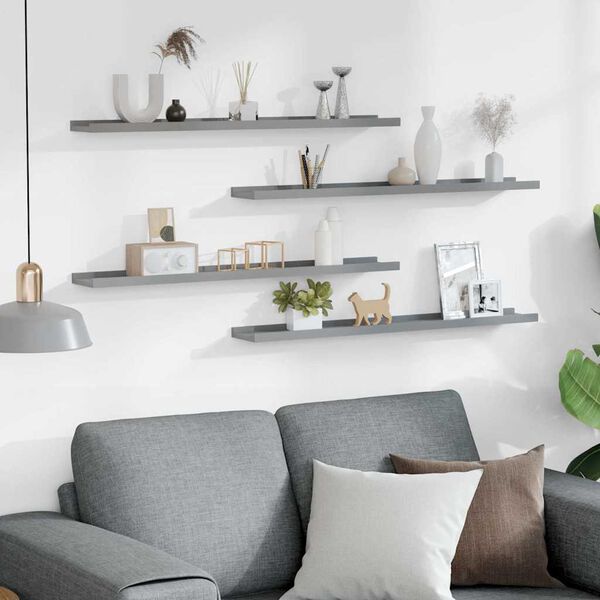 vidaXL &Eacute;tag&egrave;res murales 4 pcs Gris 80x9x3 cm