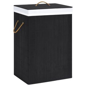 vidaXL Panier &agrave; linge avec 2 sections bambou noir 72 L