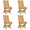 vidaXL Chaises de jardin et coussins beige lot de 4 Bois teck massif