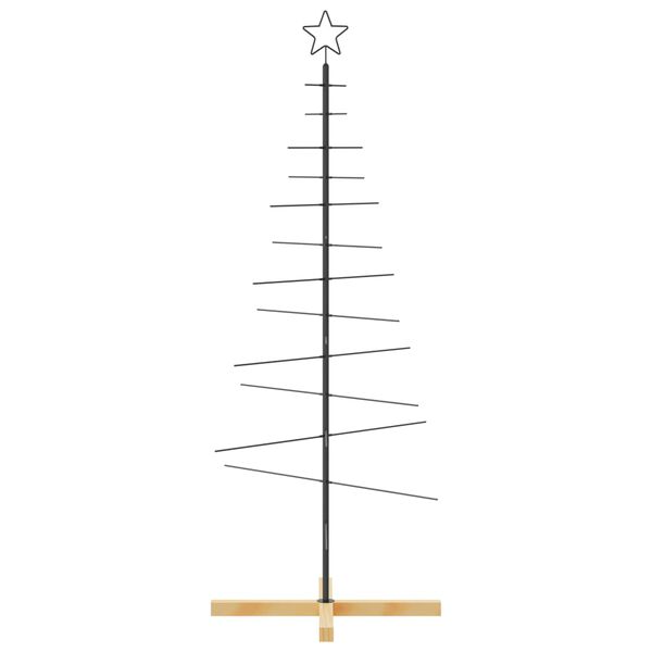 vidaXL Arbre de No&euml;l en m&eacute;tal avec base en bois noir 150 cm