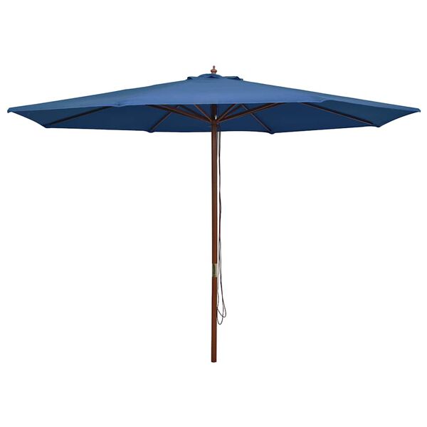 vidaXL Parasol d'ext&eacute;rieur avec m&acirc;t en bois 350 cm Bleu