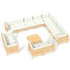 vidaXL Salon de jardin 13 pcs avec coussins cr&egrave;me Bois de pin solide