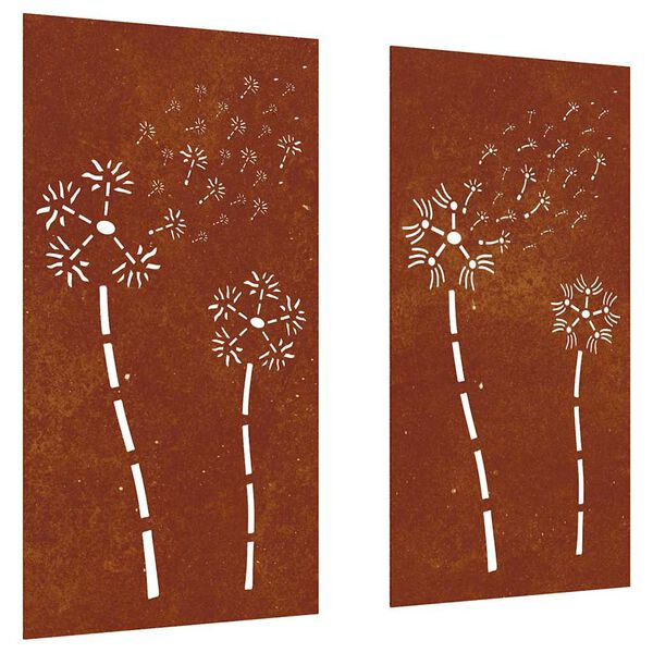 vidaXL D&eacute;corations murales de jardin 2pcs 105x55 cm design de fleur