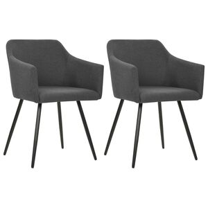 vidaXL Chaises &agrave; manger lot de 2 gris fonc&eacute; tissu
