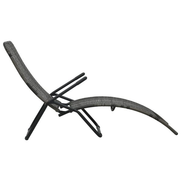 vidaXL Chaise longue pliable R&eacute;sine tress&eacute;e Gris