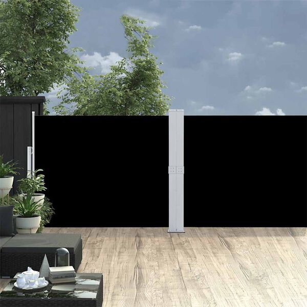 vidaXL Auvent latéral rétractable de patio 140x1200 cm Noir