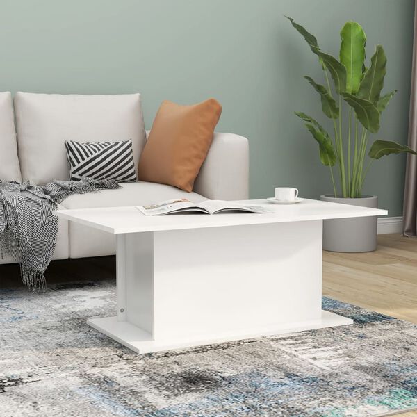 vidaXL Table basse blanc 102x55,5x40 cm bois d'ing&eacute;nierie