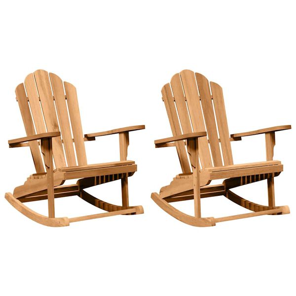 vidaXL Chaise Adirondack &agrave; bascule 2 pcs Marron 100 x 77 x 99 cm