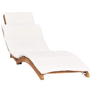vidaXL Chaise longue pliable avec coussin blanc cr&egrave;me Bois de teck