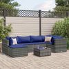 vidaXL Salon de jardin 7 pcs avec coussins Gris R&eacute;sine tress&eacute;e