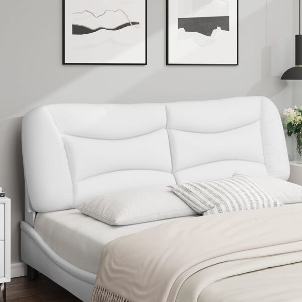 vidaXL Coussin de t&ecirc;te de lit Hvar blanc 152 cm similicuir