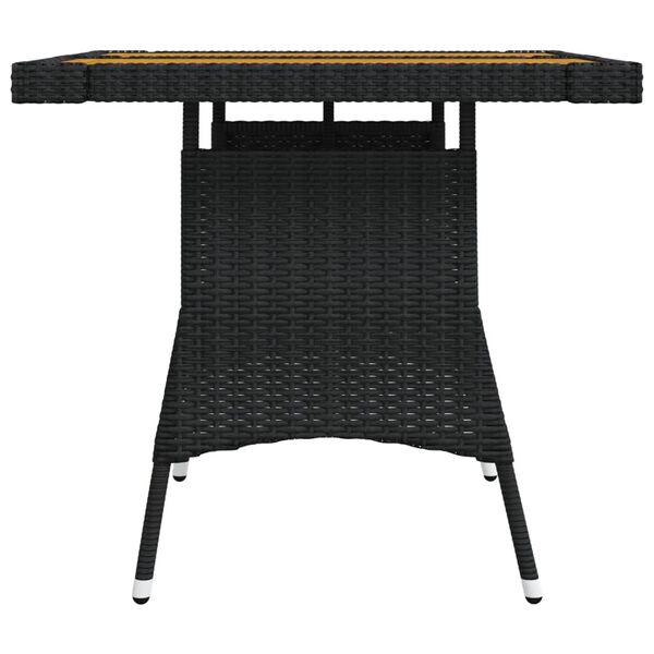 vidaXL Table de jardin Noir 70x70x72 cm R&eacute;sine tress&eacute;e et acacia