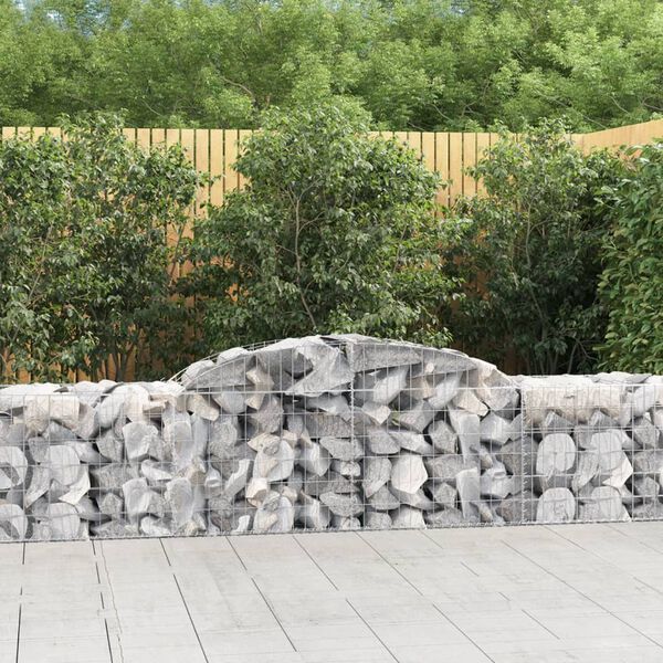 vidaXL Paniers &agrave; gabions arqu&eacute;s 4 pcs 300x50x60/80 cm fer galvanis&eacute;