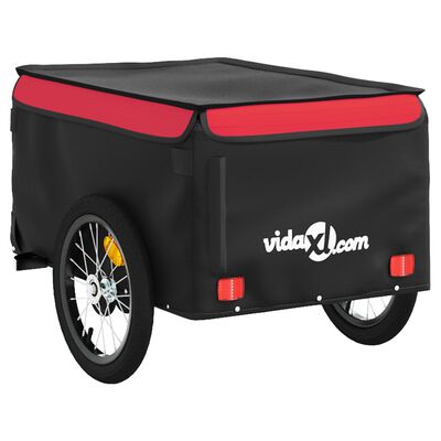 vidaXL Remorque de vélo noir et rouge 45 kg fer