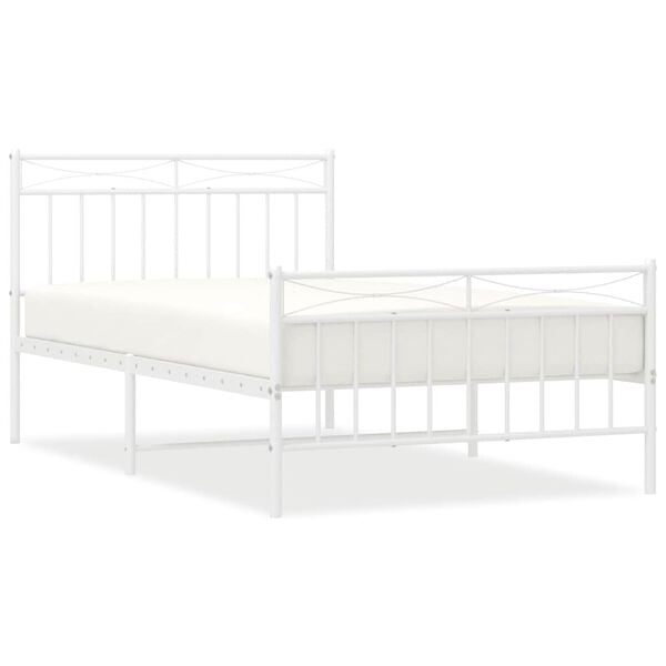 vidaXL Cadre de lit métal sans matelas et pied de lit blanc 100x200 cm