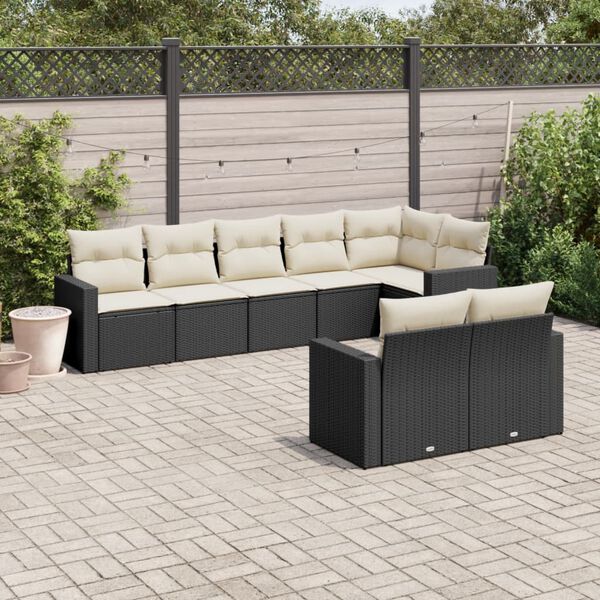 vidaXL Salon de jardin 8 pcs avec coussins noir r&eacute;sine tress&eacute;e