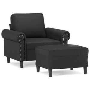 vidaXL Fauteuil avec repose-pied Noir 60 cm Similicuir